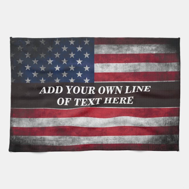 Add your text on American flag  Tea Towel (Horizontal)