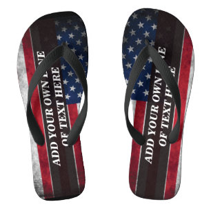 Add your text on American flag  Thongs