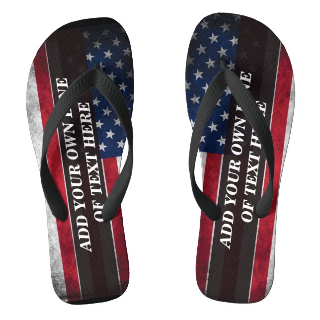 Add your text on American flag  Thongs (Footbed)