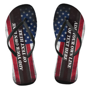 Add your text on American flag  Thongs