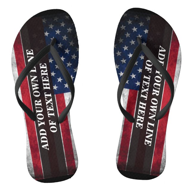 Add your text on American flag  Thongs (Footbed)