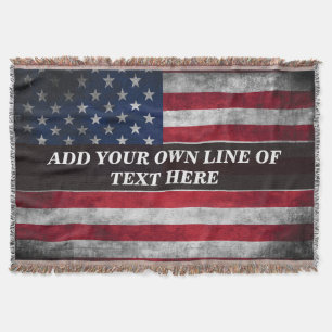 Add your text on American flag  Throw Blanket