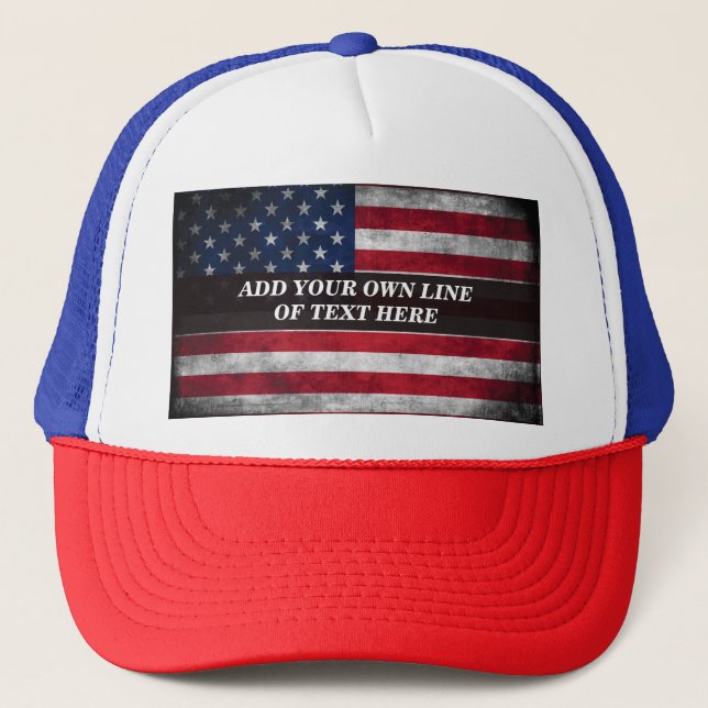 Add your text on American flag  Trucker Hat (Front)