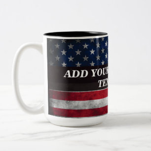 Add your text on American flag Two-Tone Coffee Mug
