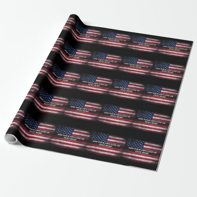Add your text on American flag  Wrapping Paper (Unrolled)
