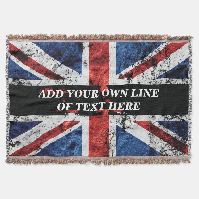 Add your text on English flag Throw Pillow Blanket (Front)