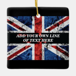 Add your text on English flag Throw Pillow Ceramic Ornament