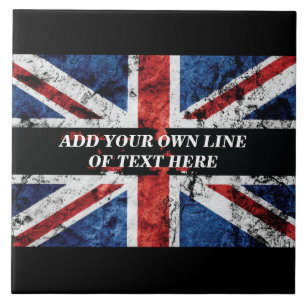 Add your text on English flag Throw Pillow Ceramic Tile