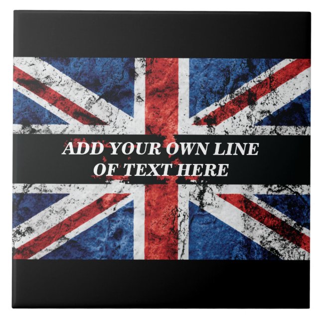Add your text on English flag Throw Pillow Ceramic Tile (Front)