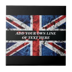 Add your text on English flag Throw Pillow Ceramic Tile