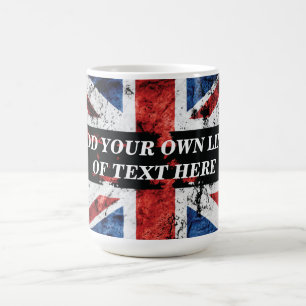 Add your text on English flag Throw Pillow Coffee Mug