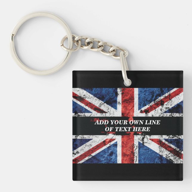 Add your text on English flag Throw Pillow Key Ring (Front)