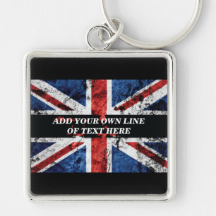 Add your text on English flag Throw Pillow Key Ring