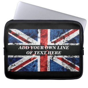 Add your text on English flag Throw Pillow Laptop Sleeve
