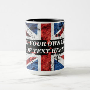 Add your text on English flag Throw Pillow Mug