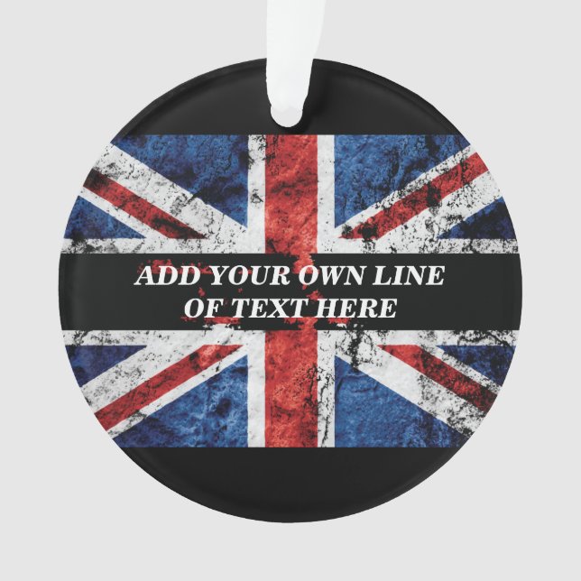 Add your text on English flag Throw Pillow Ornament (Front)