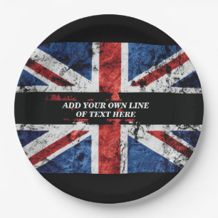 Add your text on English flag Throw Pillow Paper Plate