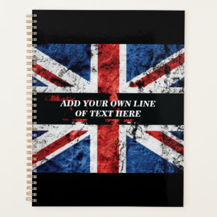 Add your text on English flag Throw Pillow Planner