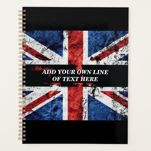 Add your text on English flag Throw Pillow Planner (Front)