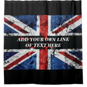 Add your text on English flag Throw Pillow Shower Curtain