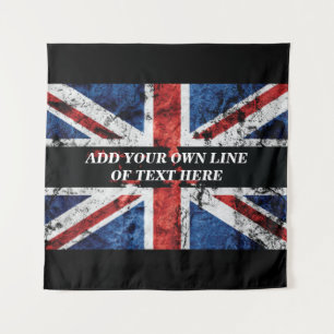 Add your text on English flag Throw Pillow Tapestry