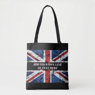 Add your text on English flag Throw Pillow Tote Bag