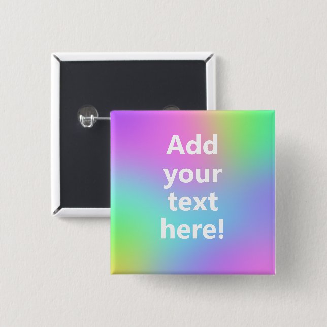 Add Your Text Rainbow Square Button (Front & Back)