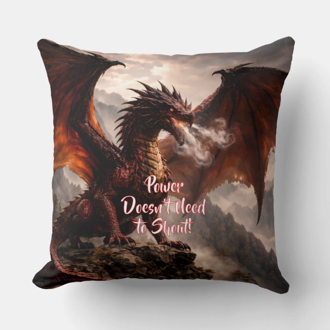 Add Your Text - Red Winged Fire Dragon with Smoke Cushion (Front)