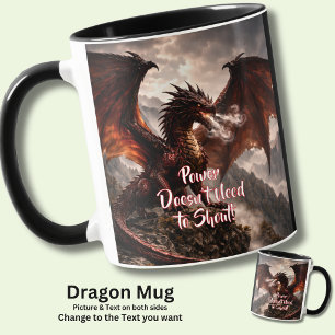 Add Your Text - Red Winged Fire Dragon with Smoke Mug