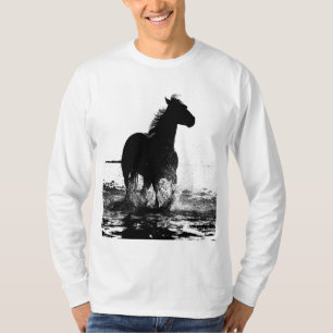 Add Your Text Running Horse Mens Basic Long Sleeve T-Shirt