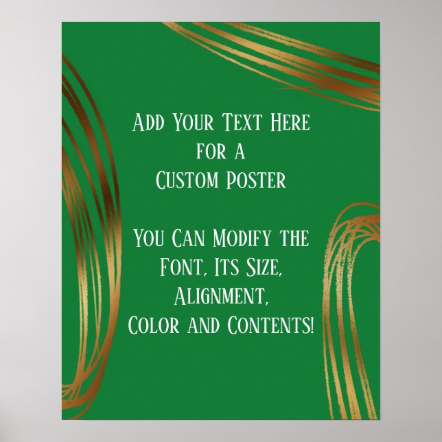 Add Your Text Scribbled Gold Ovals Bright Green Poster (Front)
