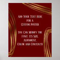 Add Your Text Scribbled Gold Ovals, Burgundy