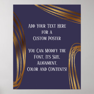 Add Your Text Scribbled Gold Ovals Dark Purple Poster