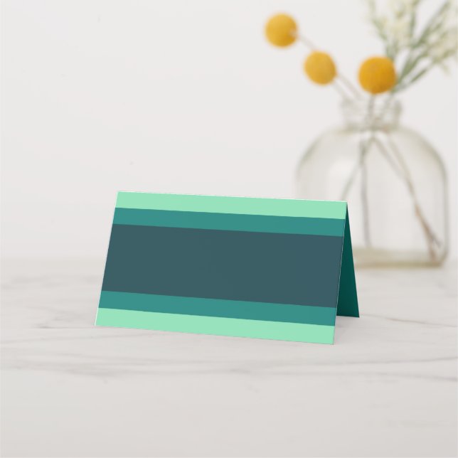 Add Your Text Shades of Teal Green Colour Block Place Card (Front)