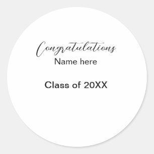 add your text simple graduate add school name cong classic round sticker