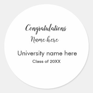 add your text simple graduate add school name cong classic round sticker