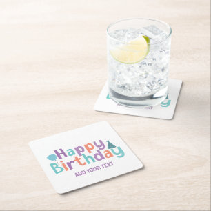 Add Your Text Square Paper Coaster