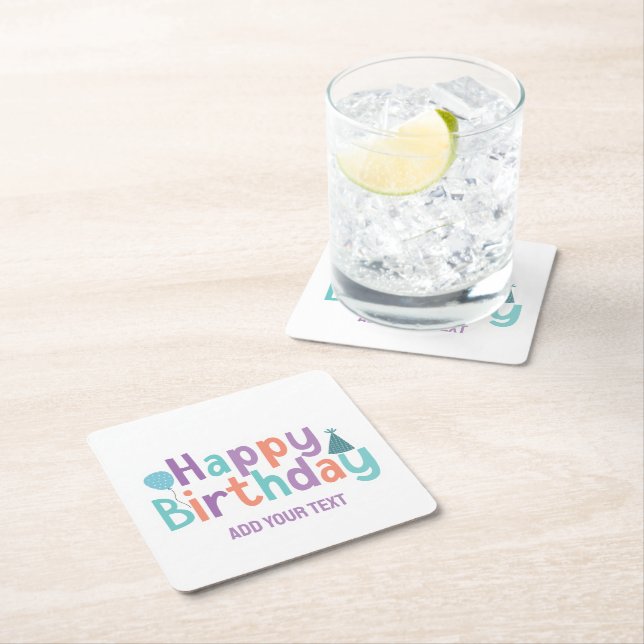 Add Your Text Square Paper Coaster (Insitu)