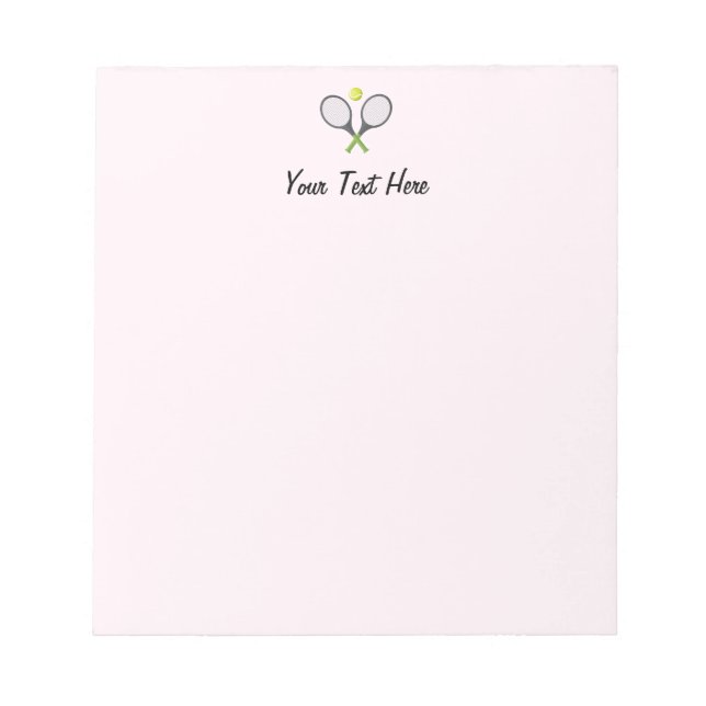 Add Your Text Tennis Racket Ball Personalised Pink Notepad (Front)