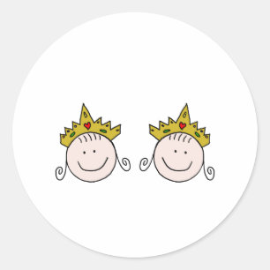 Add Your Text Twincess Classic Round Sticker