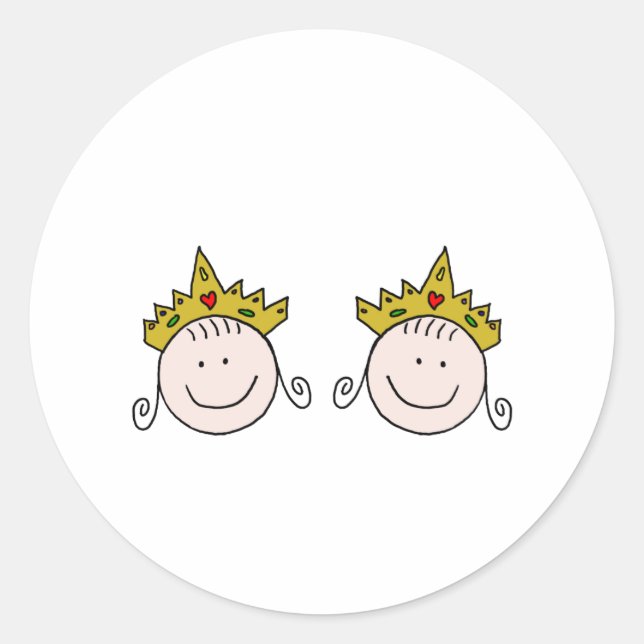 Add Your Text Twincess Classic Round Sticker (Front)