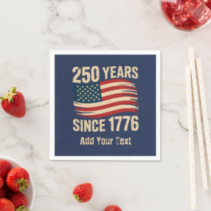 Add Your Text Vintage Grunge American Flag USA 250 Napkin