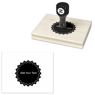 Add Your Text Wooden Handle Jet Black Horizontal Rubber Stamp
