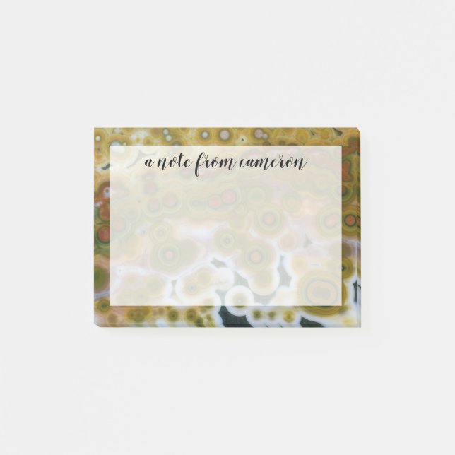 Add Your Text | Yellow Coloured Ocean Jasper Post-it Notes (Front)