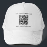 Add Your Website Address QR Code Business Trucker Hat<br><div class="desc">Add your business website URL and business name by clicking the "Personalise" button. A unique QR code will be automatically generated for you when you add your web address in the QR code field provided.</div>