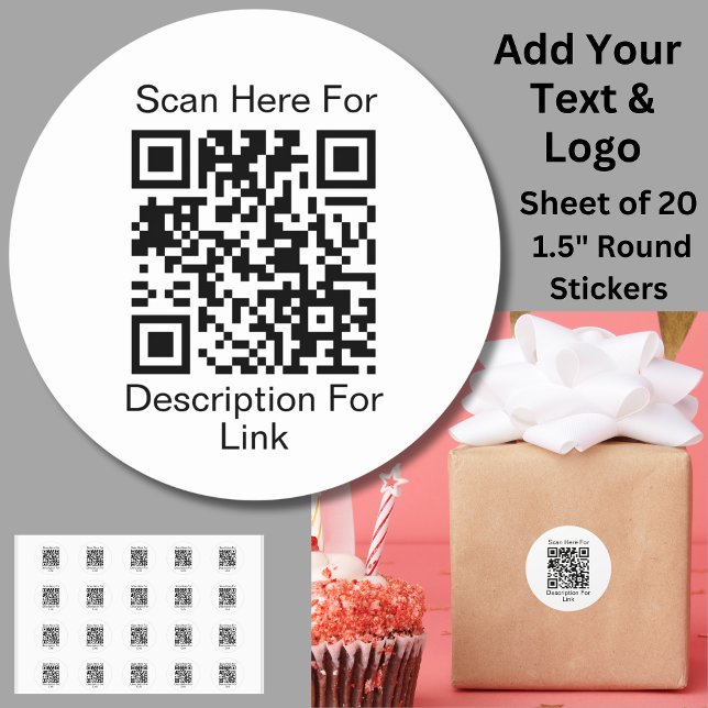 Add Your Website Link URL -  Scan QR Code on white Classic Round Sticker (Creator Uploaded)