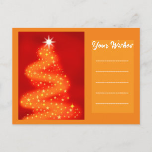 Add your wish Red and gold Christmas Tree Postcard