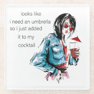 added umbrella clear coaster