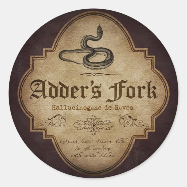 Adder's Fork Apothecary Classic Round Sticker (Front)