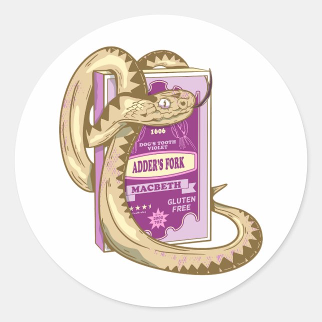 ADDERS FORK Witches Spell Shakespeare Classic Round Sticker (Front)